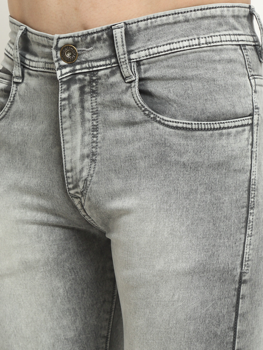 Men Grey Slim Fit Heavy Fade Stretchable Jeans