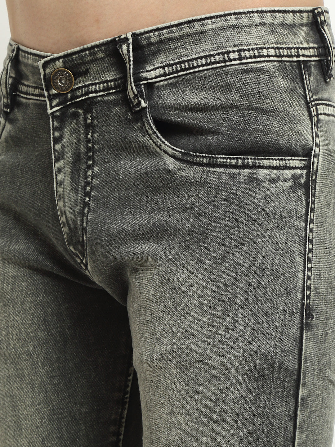 Men Green Slim Fit Heavy Fade Stretchable Jeans