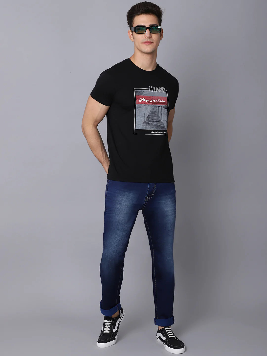 Men Blue Straight Fit Heavy Fade Stretchable Jeans