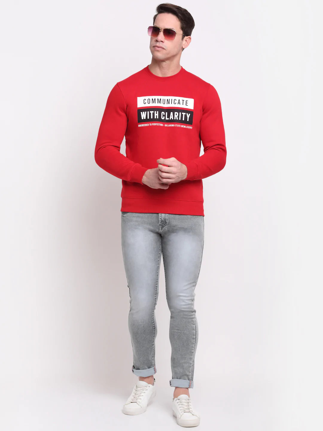 Men Red Printed Sweatshirt