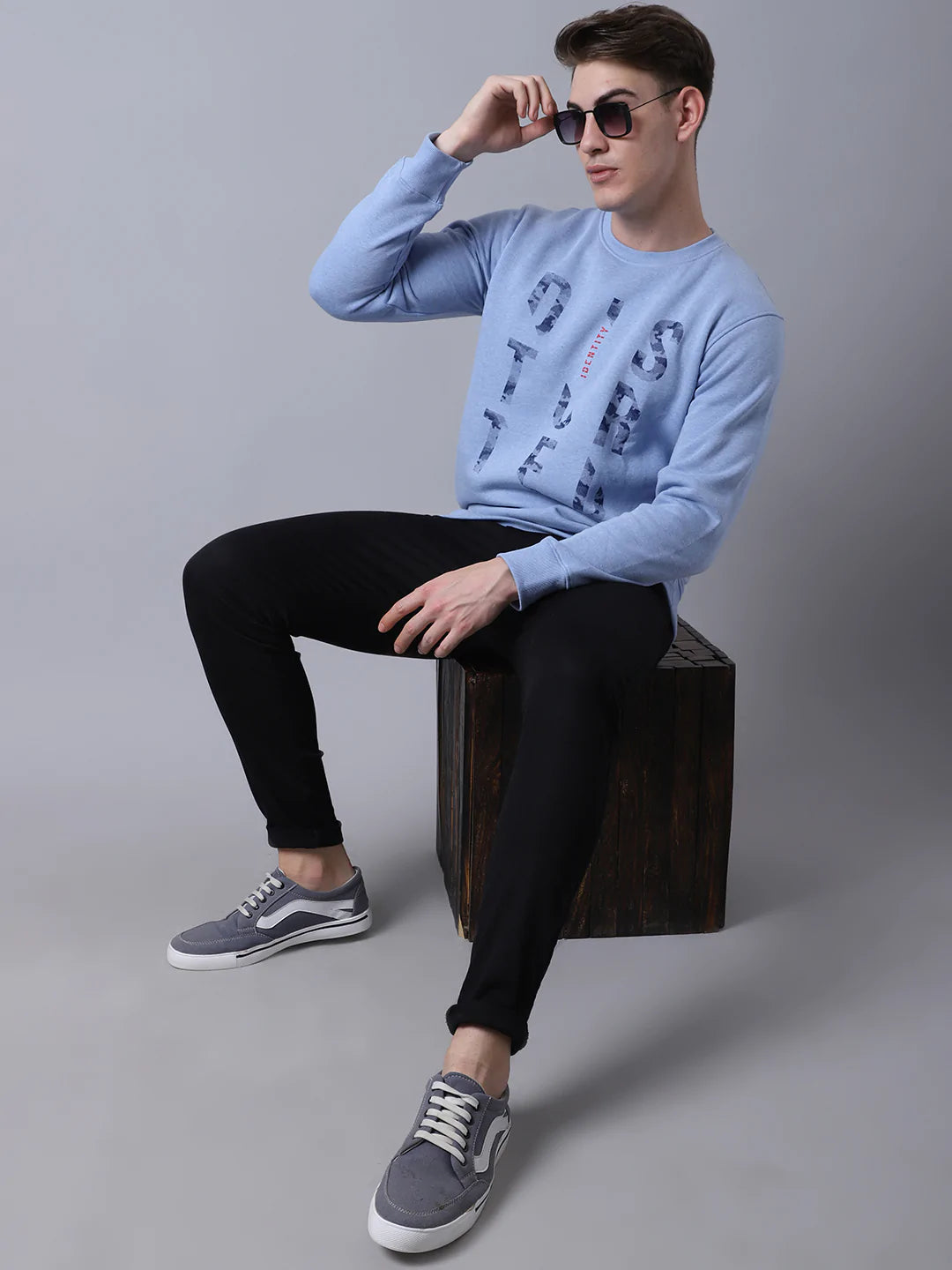 Men Blue Printed Sweatshirt