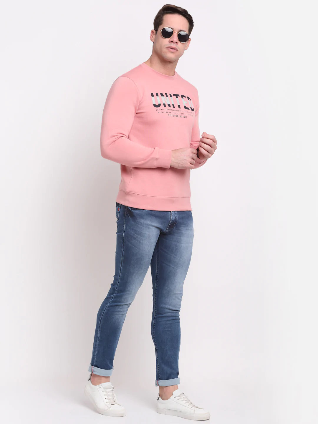 Men Pink Printed Sweatshirt