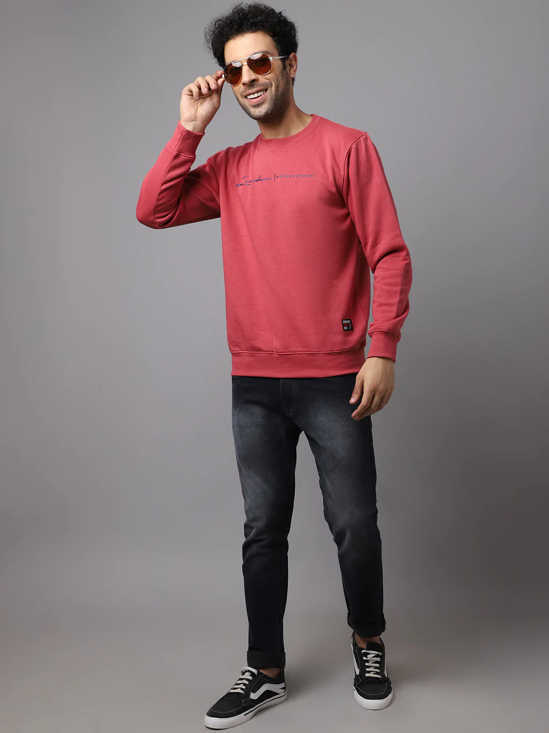 Men Pink Printed Sweatshirt
