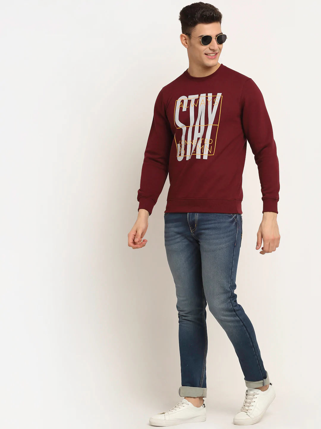 Men Maroon Printed Sweatshirt