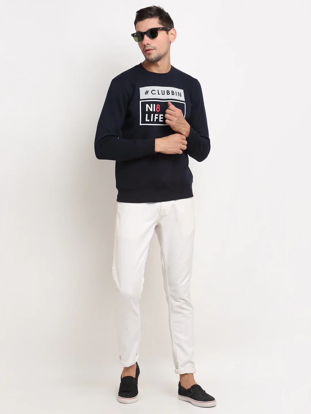 Men Navy Blue Printed Sweatshirt