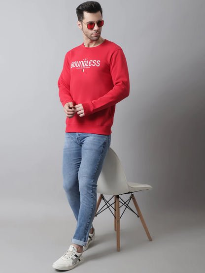 Men Typhography  Printed Pullover Fleece Sweatshirt