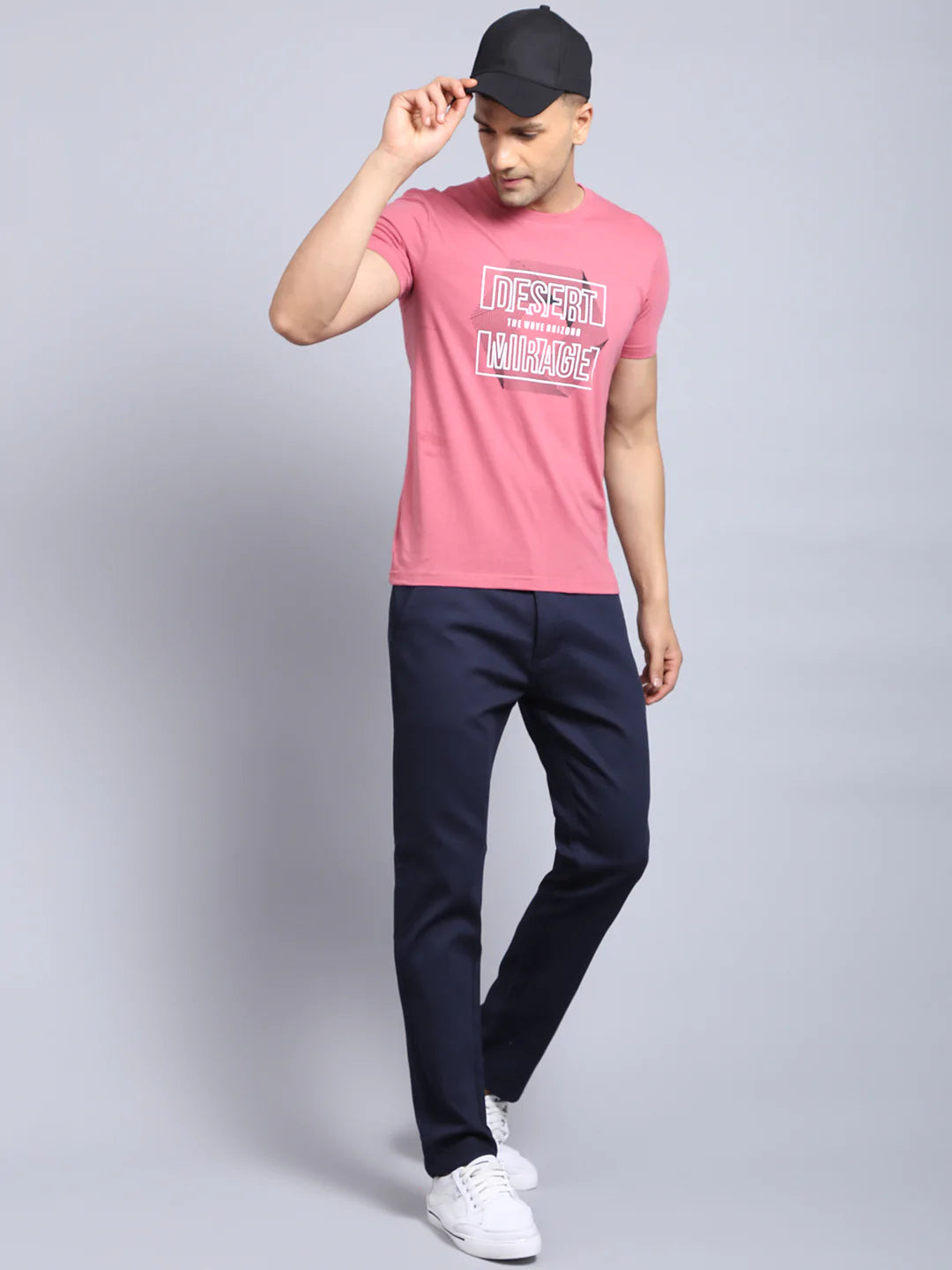 Men Navy Blue Slim Fit Chinos Trousers