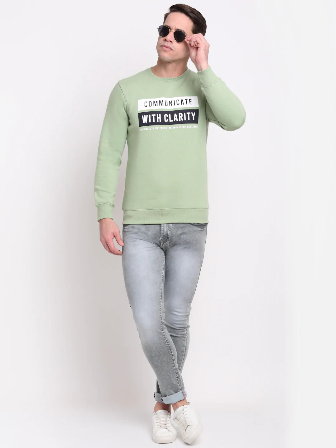 Men Green Printed Sweatshirt