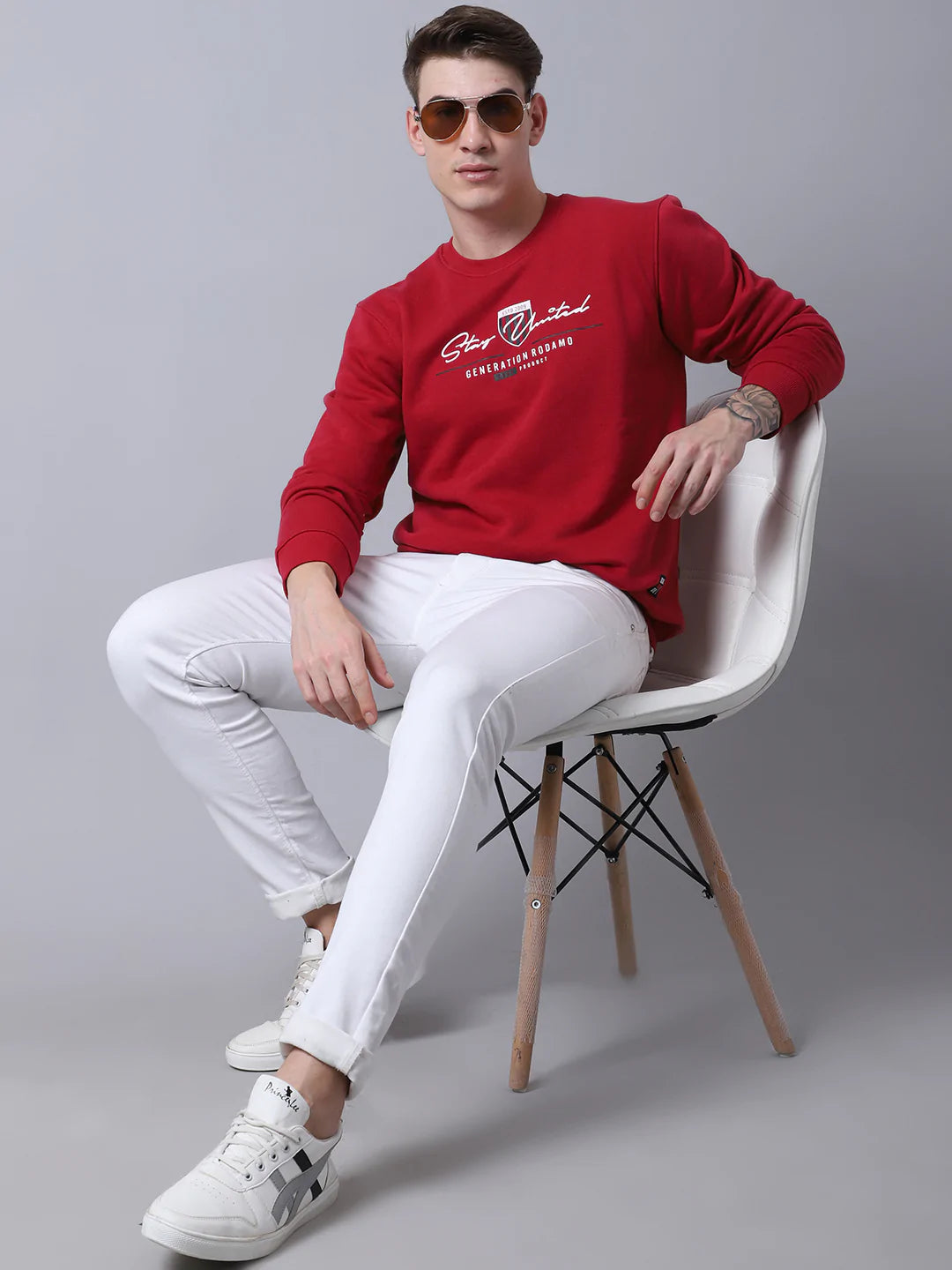 Men Red Printed Sweatshirt