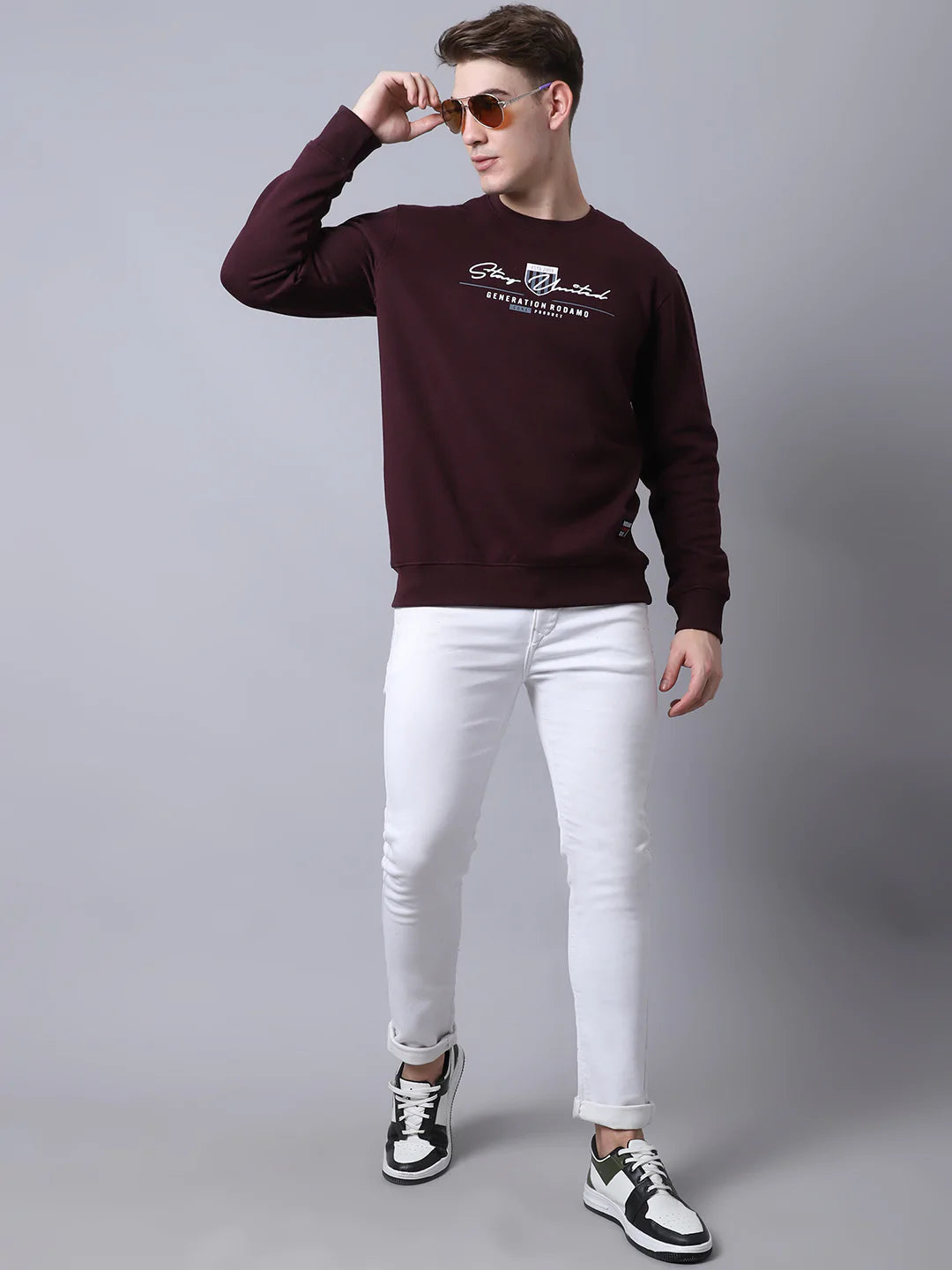 Men Maroon Printed Sweatshirt