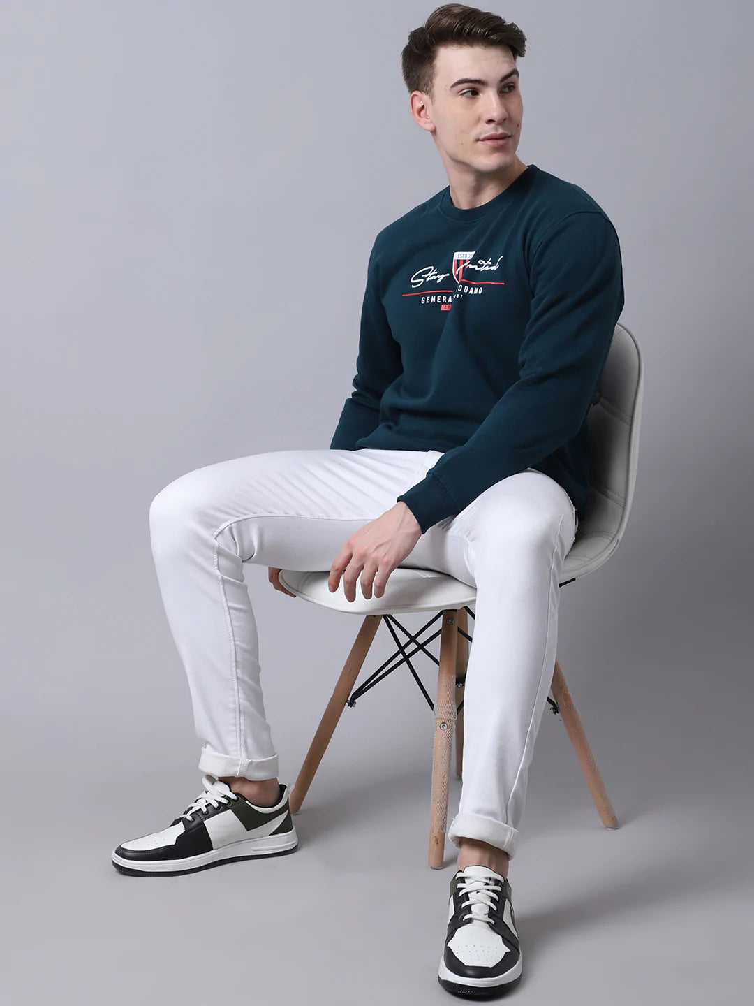 Men Teal Printed Sweatshirt