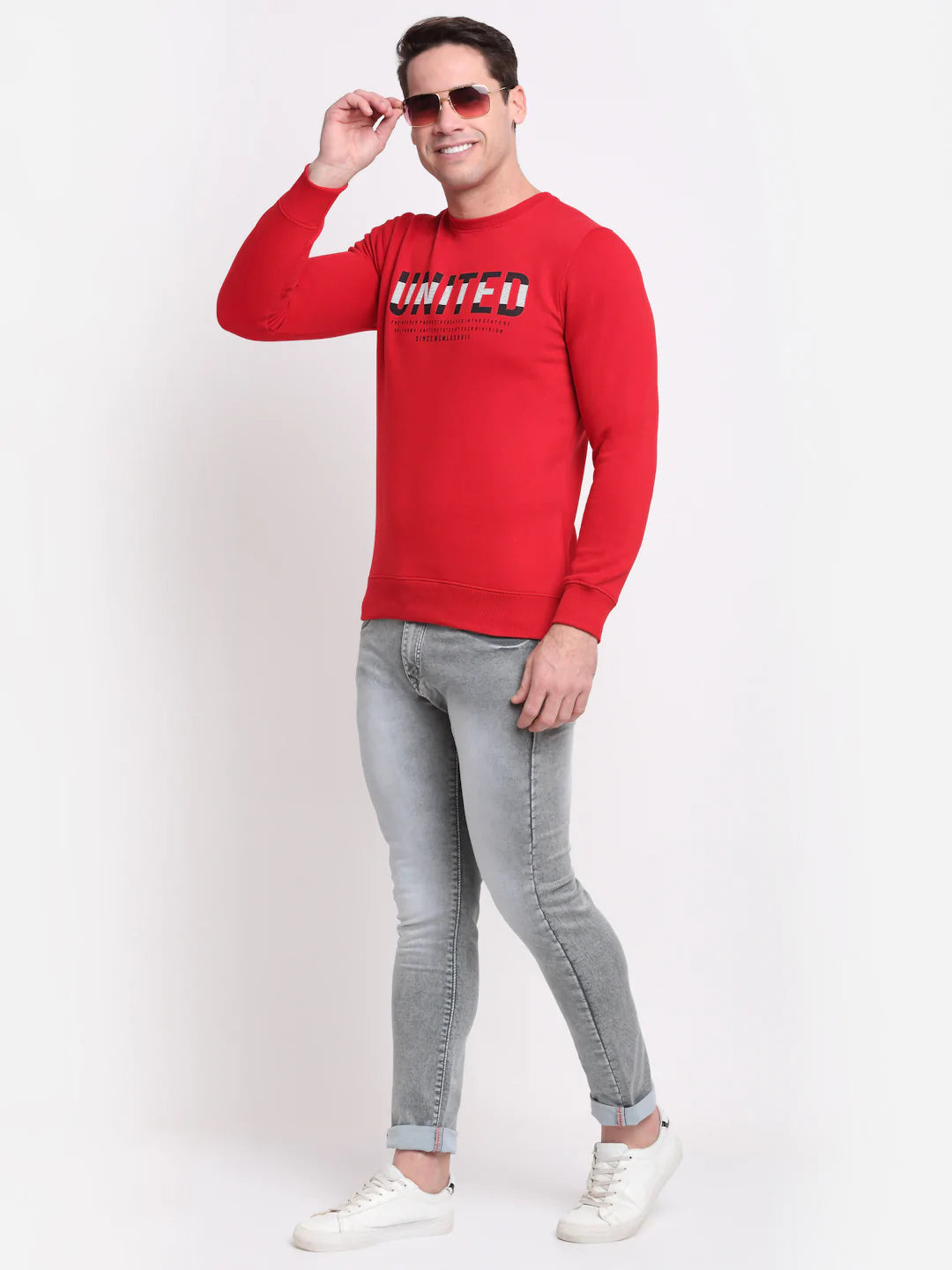 Men Red Printed Sweatshirt