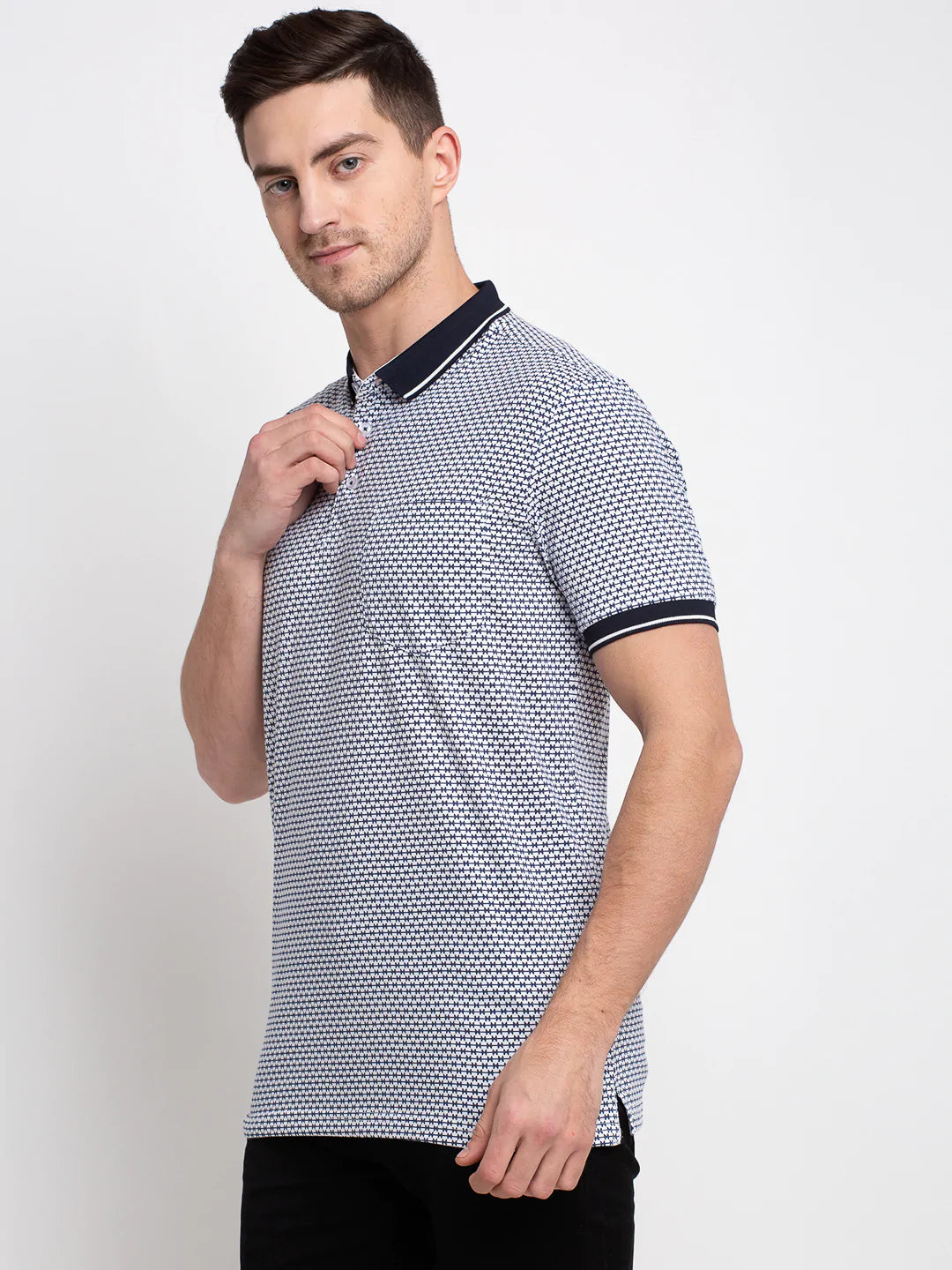 Men Off-White Printed Polo Collar T-shirt