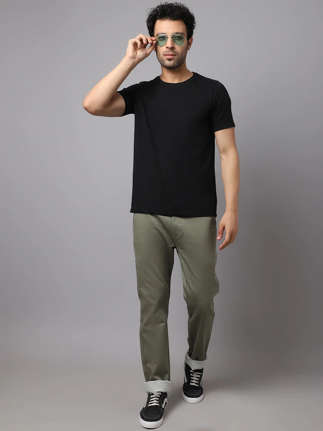 Men Olive Green Slim Fit Chinos Trousers