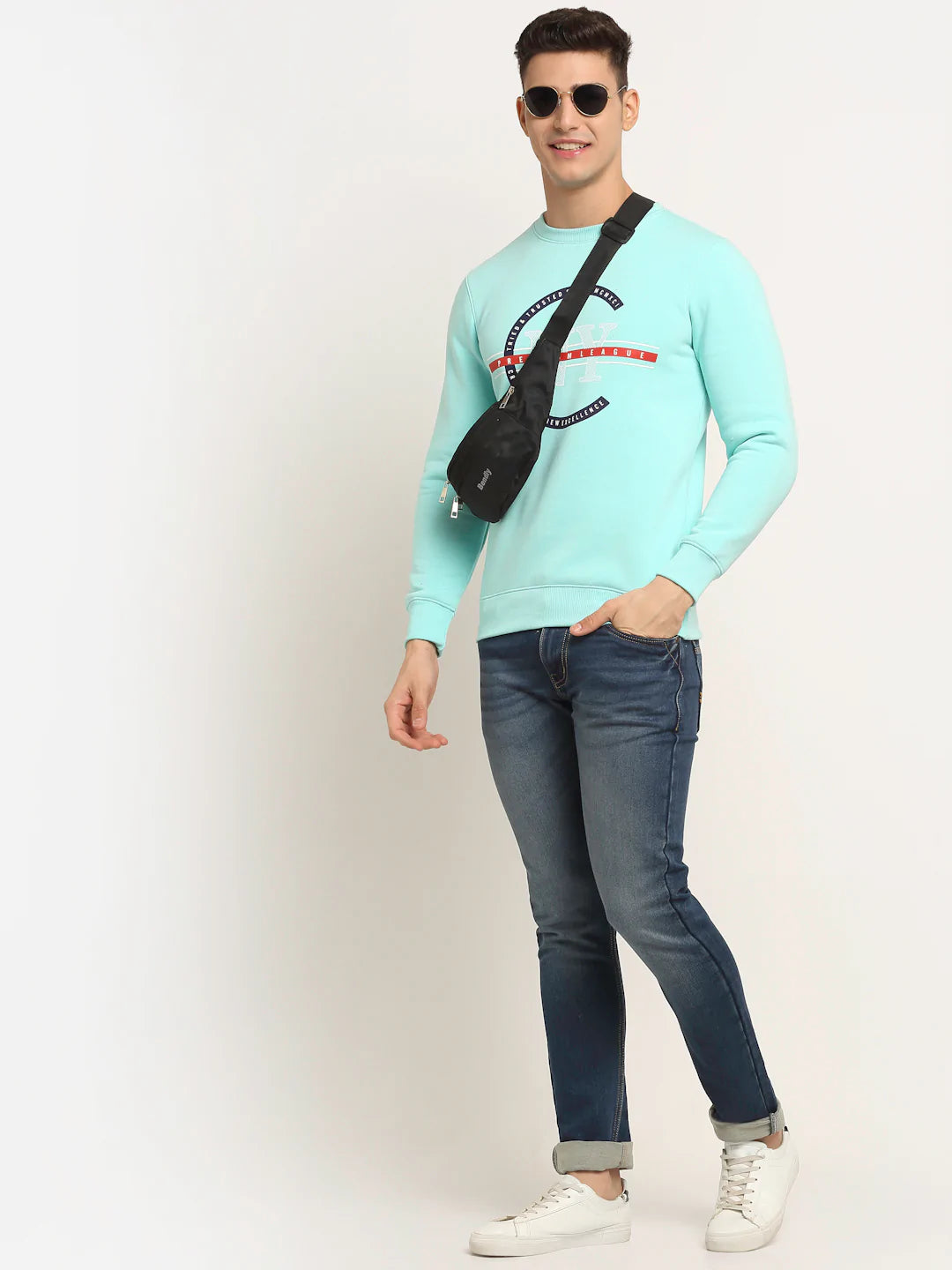 Men Blue Printed Sweatshirt