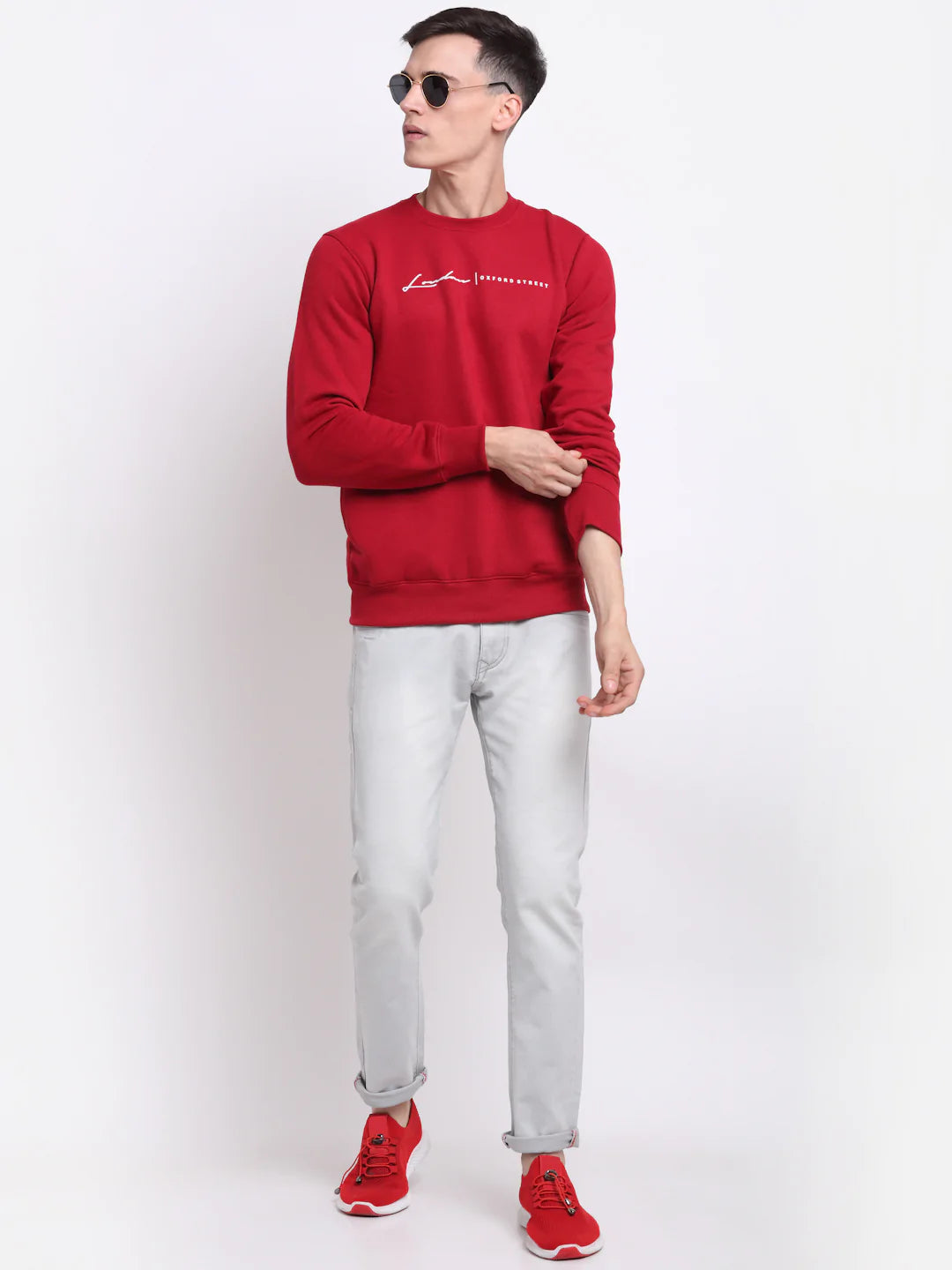 Men Red Printed Sweatshirt