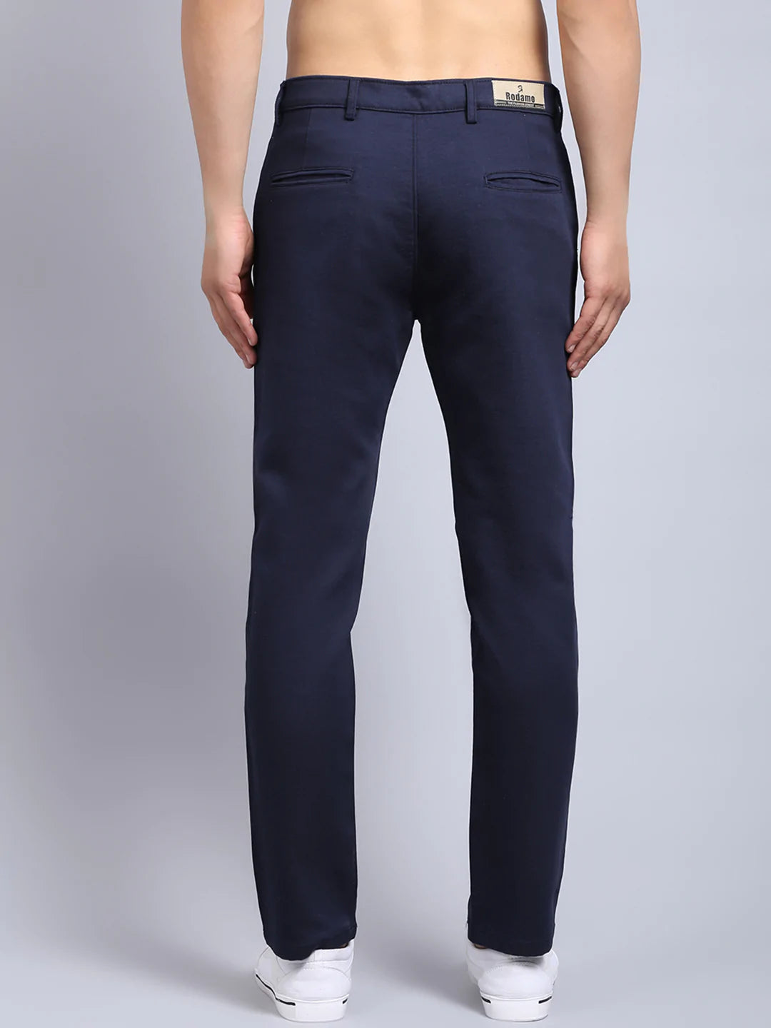 Men Navy Blue Slim Fit Chinos Trousers