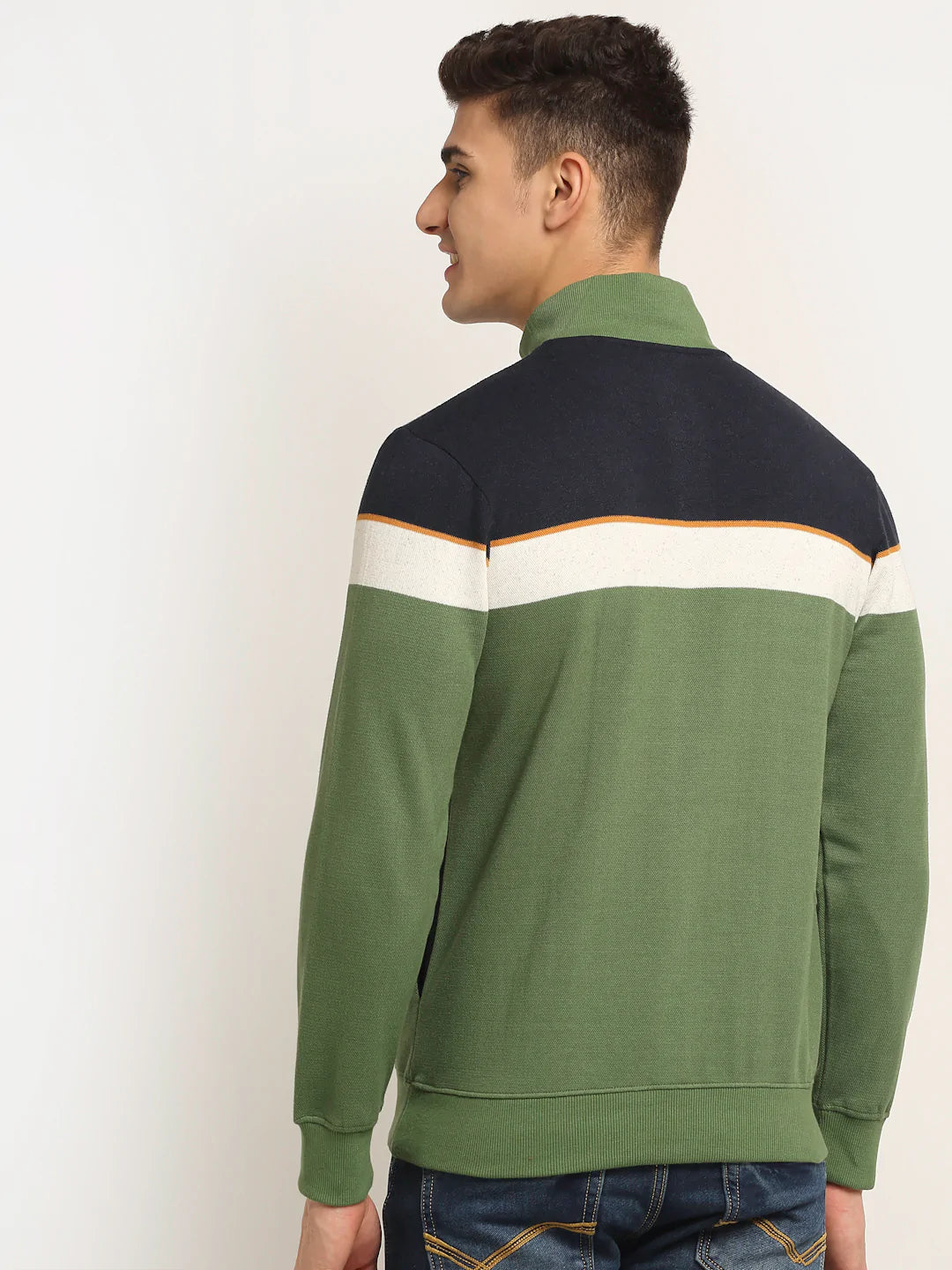 Men Green Colourblocked Sweatshirt