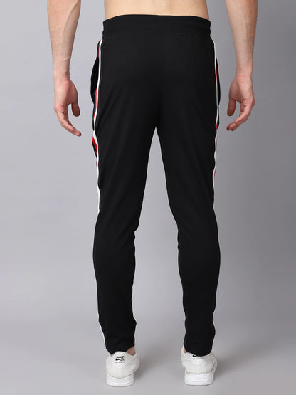 Men Black Solid Cotton Slim-Fit Track Pant