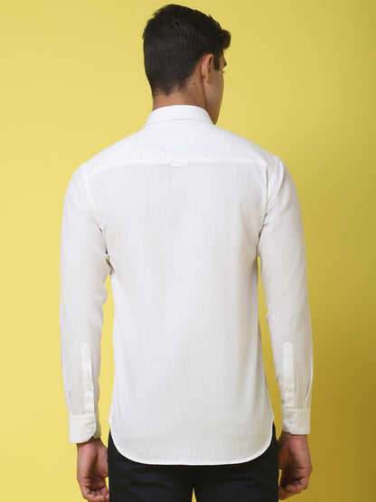 Spread Collar Slim Fit Linen Shirt