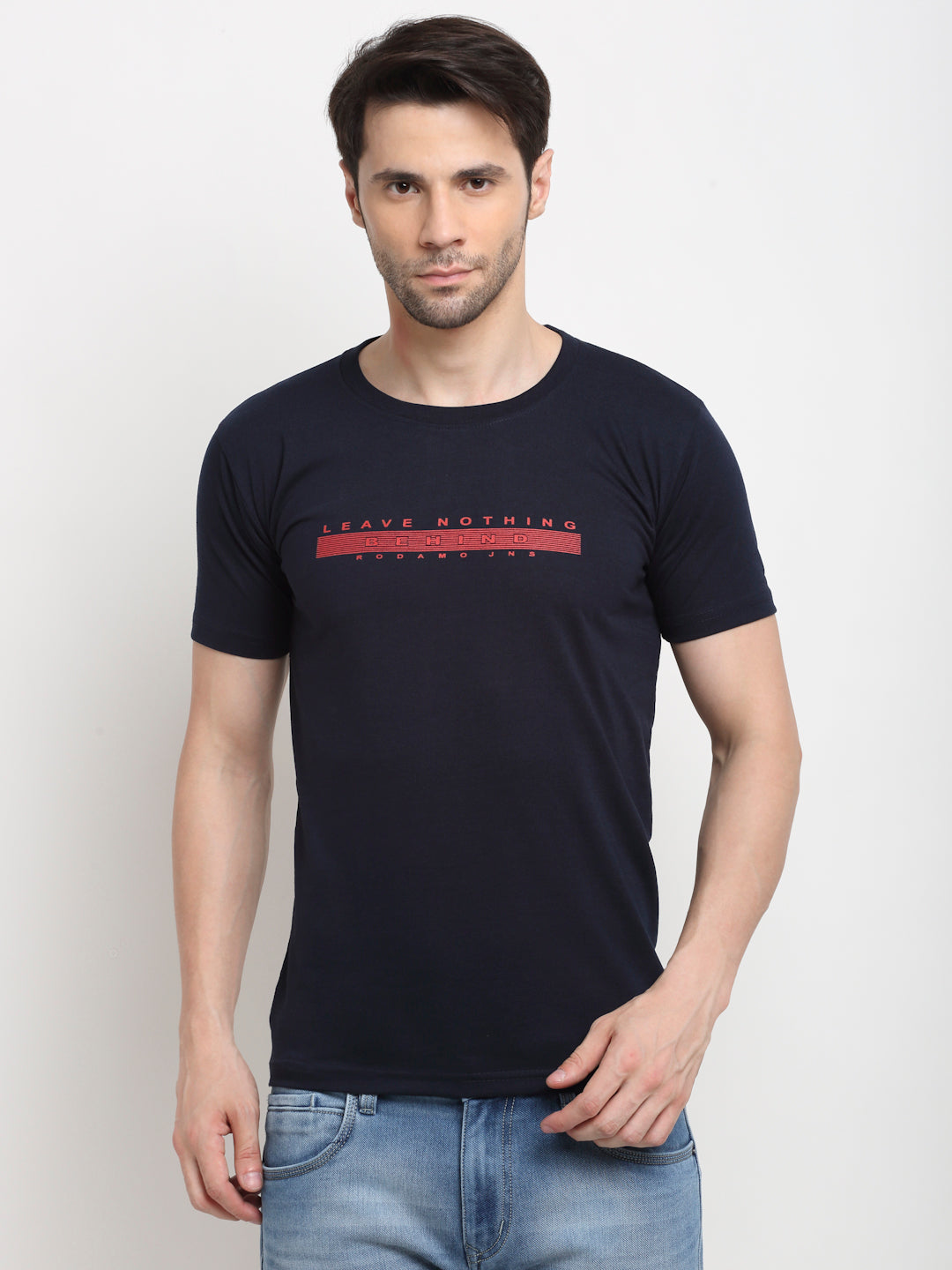 Men Red, Navy & Grey Pack of 3 Solid Cotton Lounge Tshirts