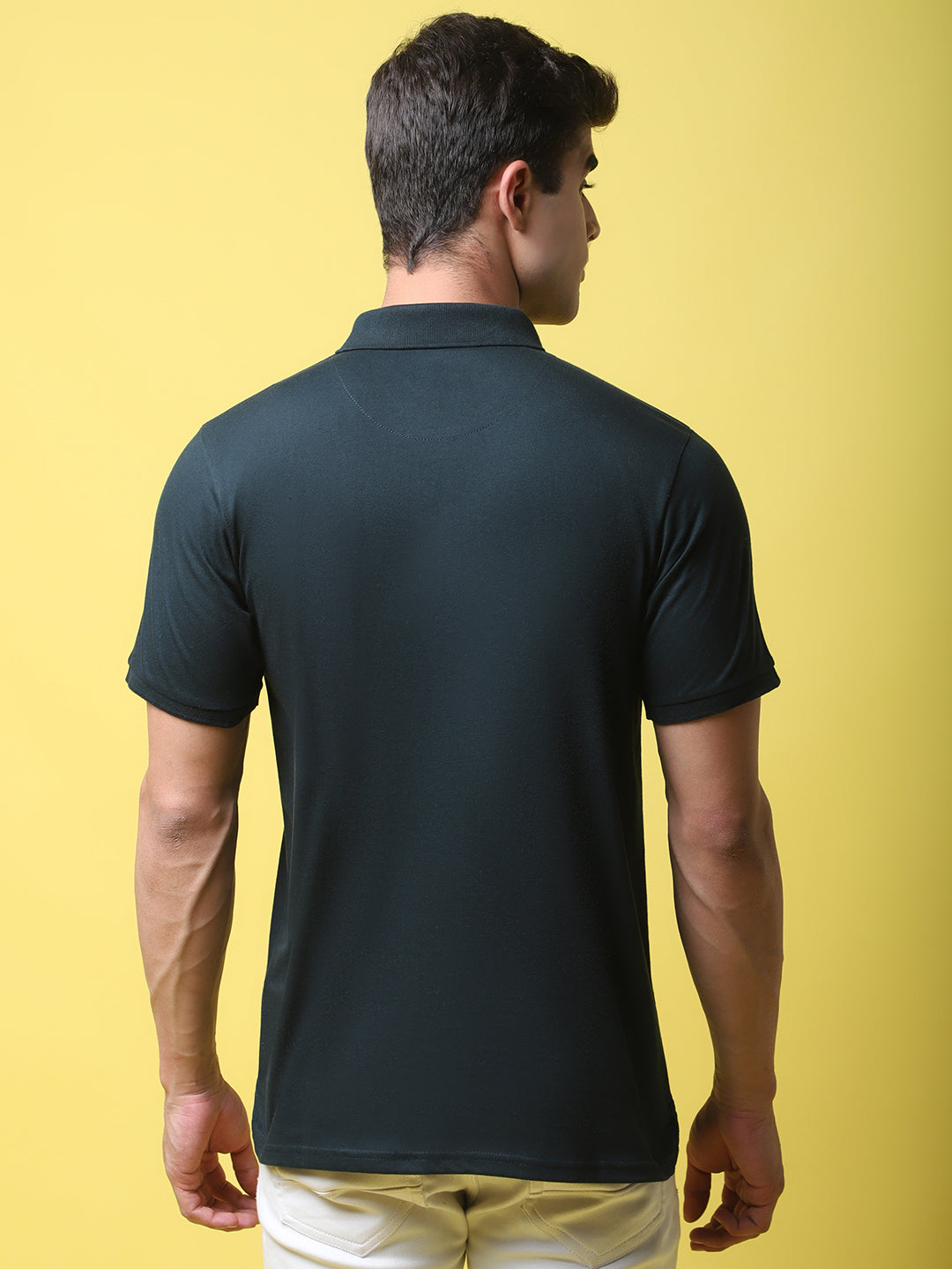 Typography Printed Polo Collar Cotton Slim Fit T-shirt