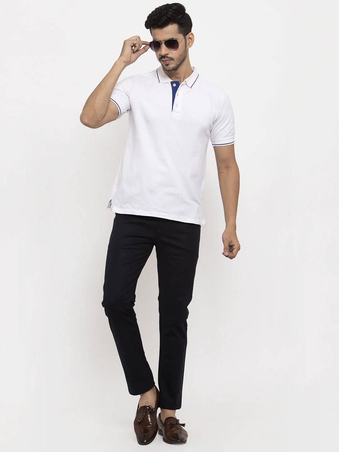 Men Navy Blue Slim Fit Chinos Trouser