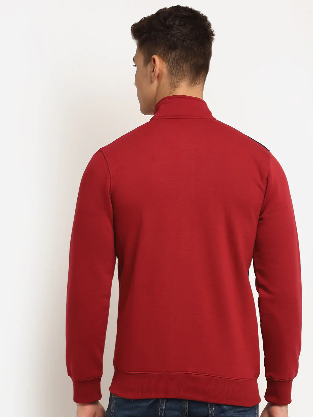 Men Maroon Fleece Printed Sweatshirt