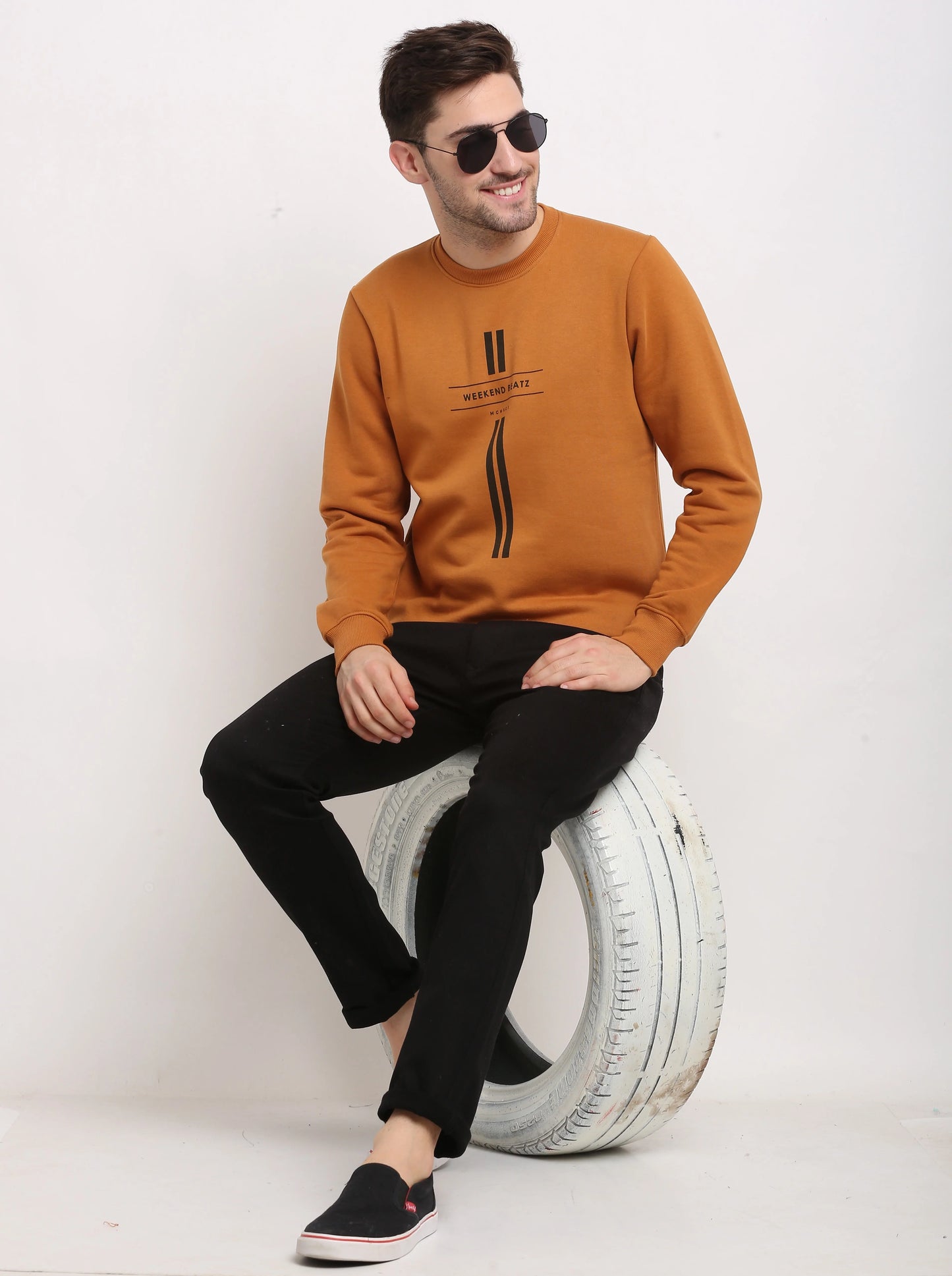 Men Mustard Printed Sweatshirt