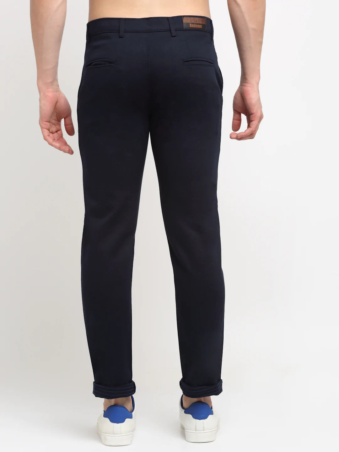 Men Navy Blue Slim Fit Chinos Trousers