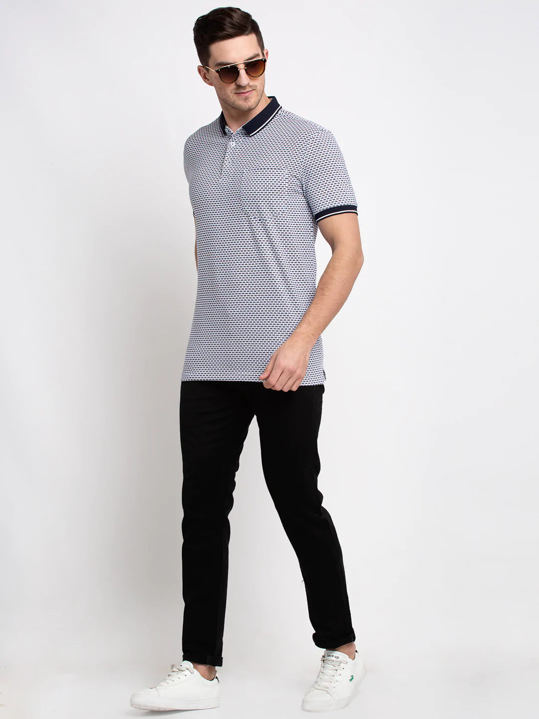 Men Off-White Printed Polo Collar T-shirt