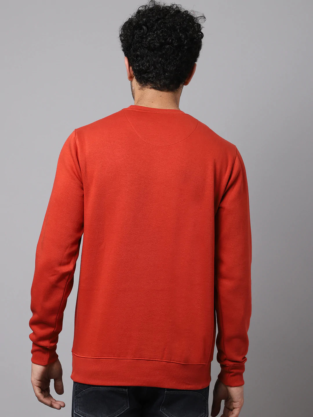 Men Rust Round Neck Sweatshirts