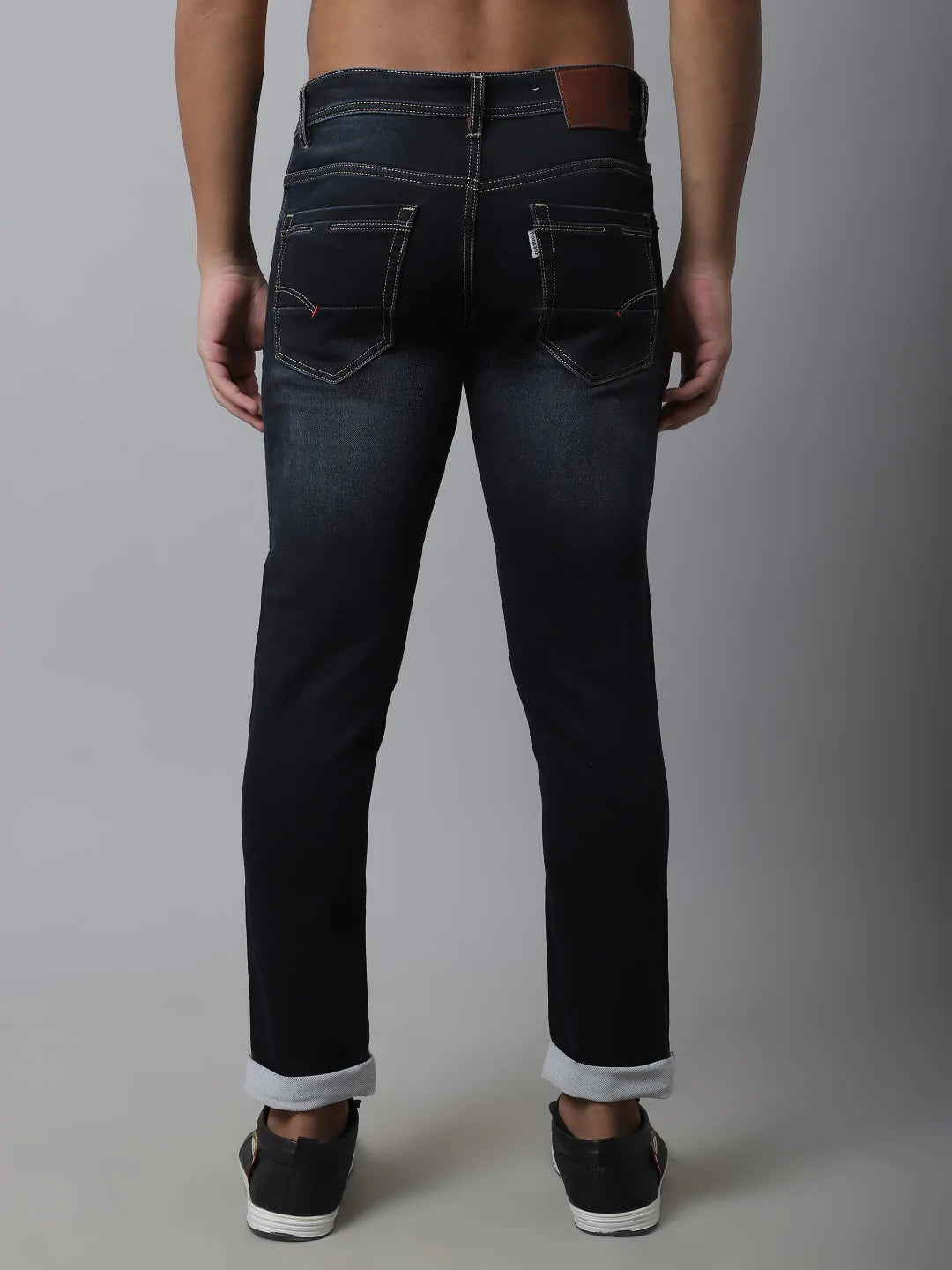 Men Black Slim Fit Heavy Fade Stretchable Jeans