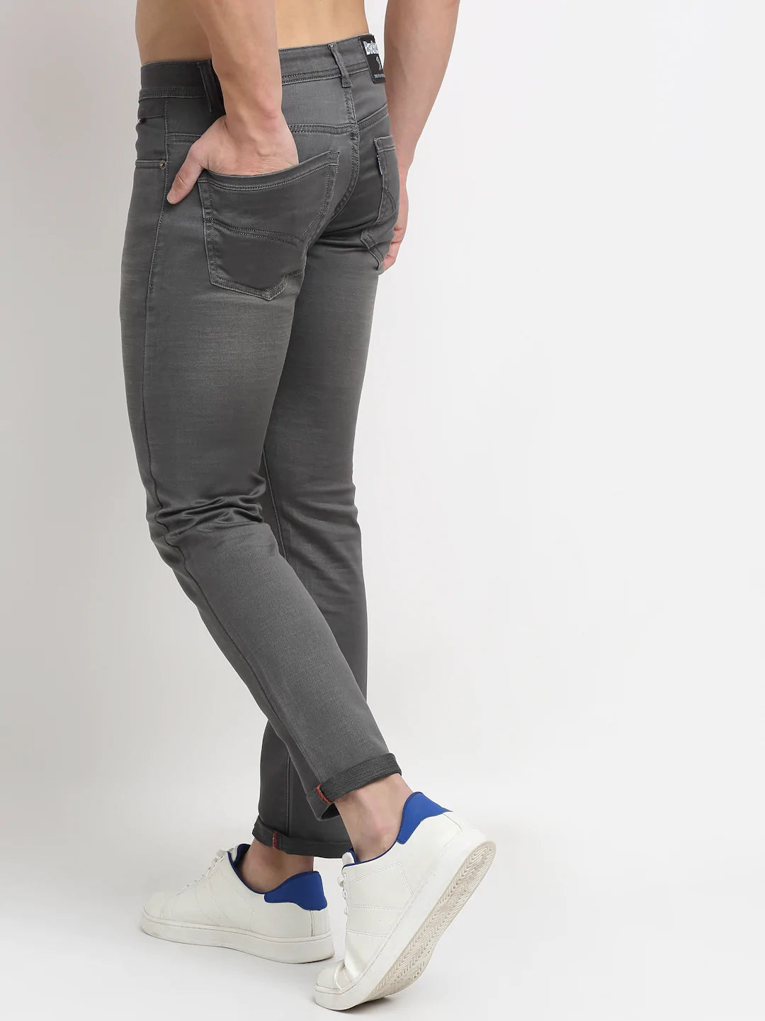Men Grey Slim Fit Heavy Fade Stretchable Jeans