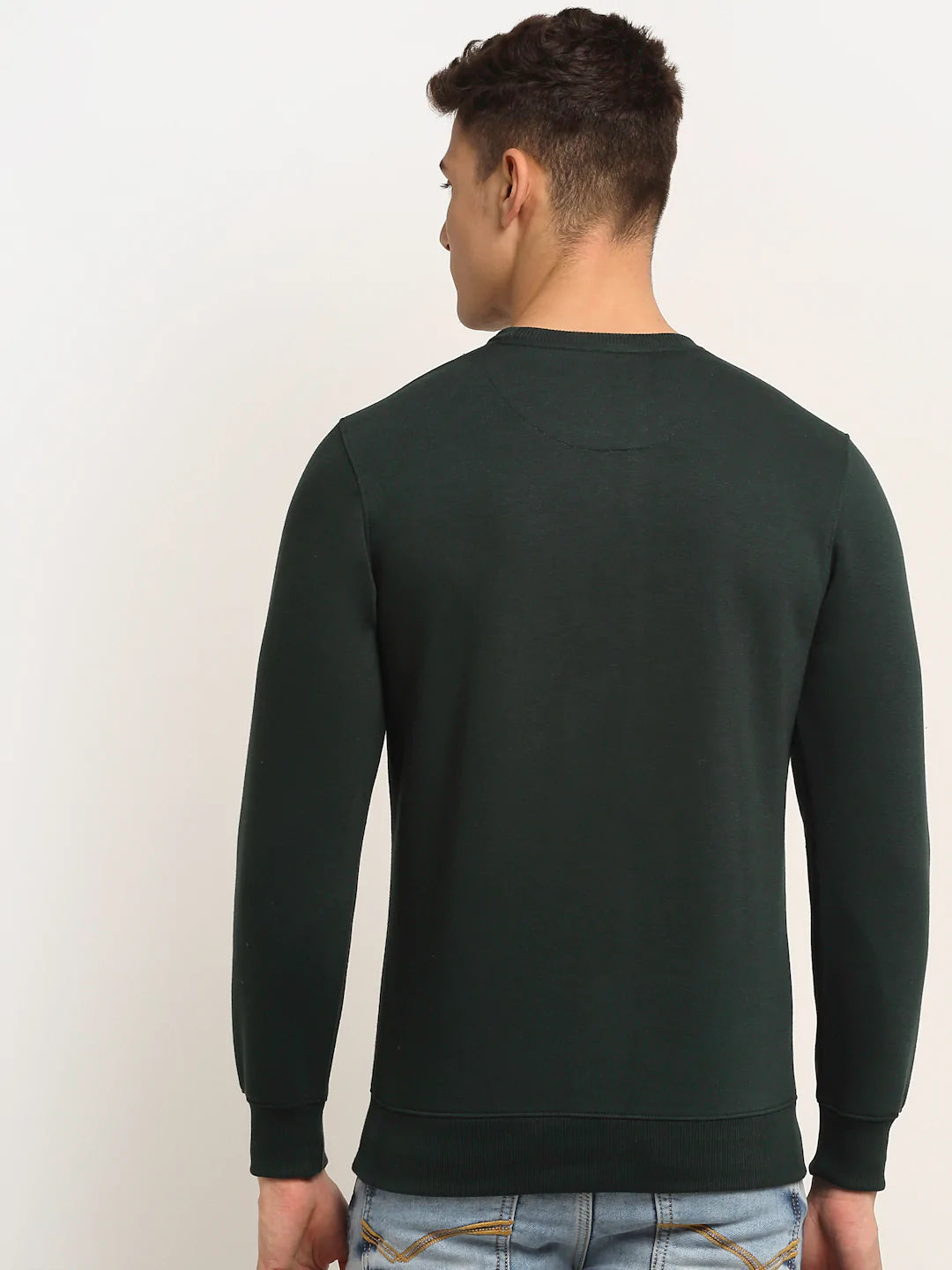 Men Olive Green Printed Sweatshirt