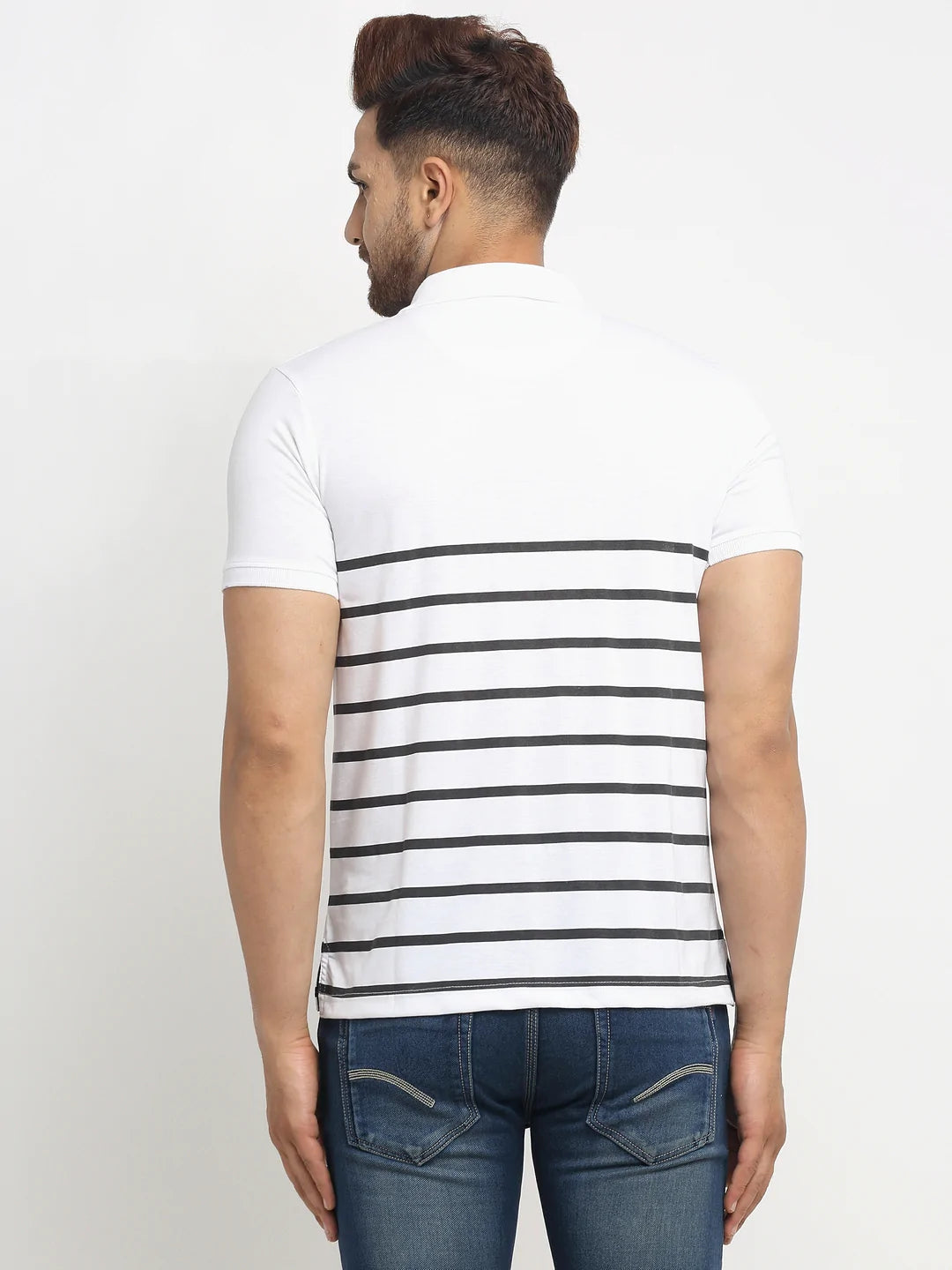 Men White Printed Polo T-Shirts