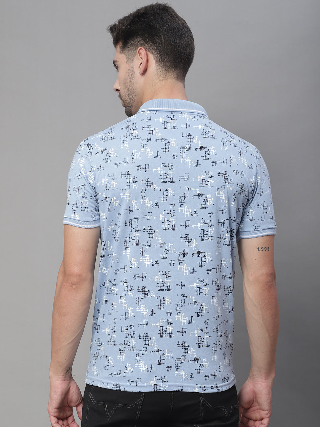 Abstract Printed Polo Collar Slim Fit T-shirt