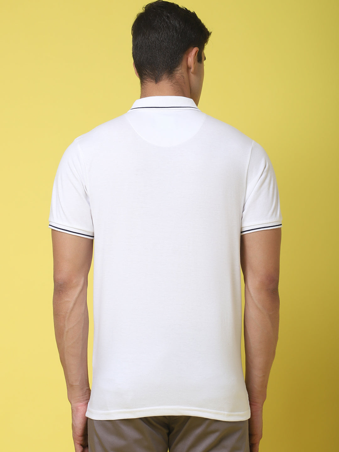 Typography Printed Polo Collar Cotton Slim Fit T-shirt