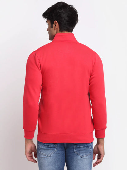 Men Red  White Colourblocked Sweatshirt