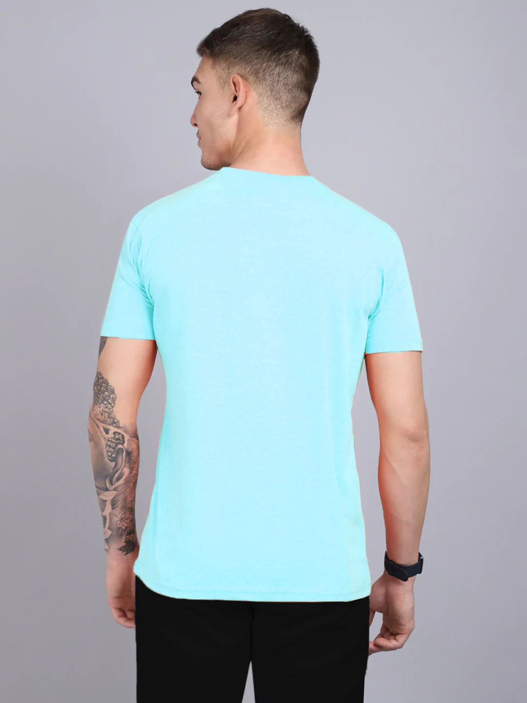 Men Green Typography Printed Slim Fit Cotton T-shirt