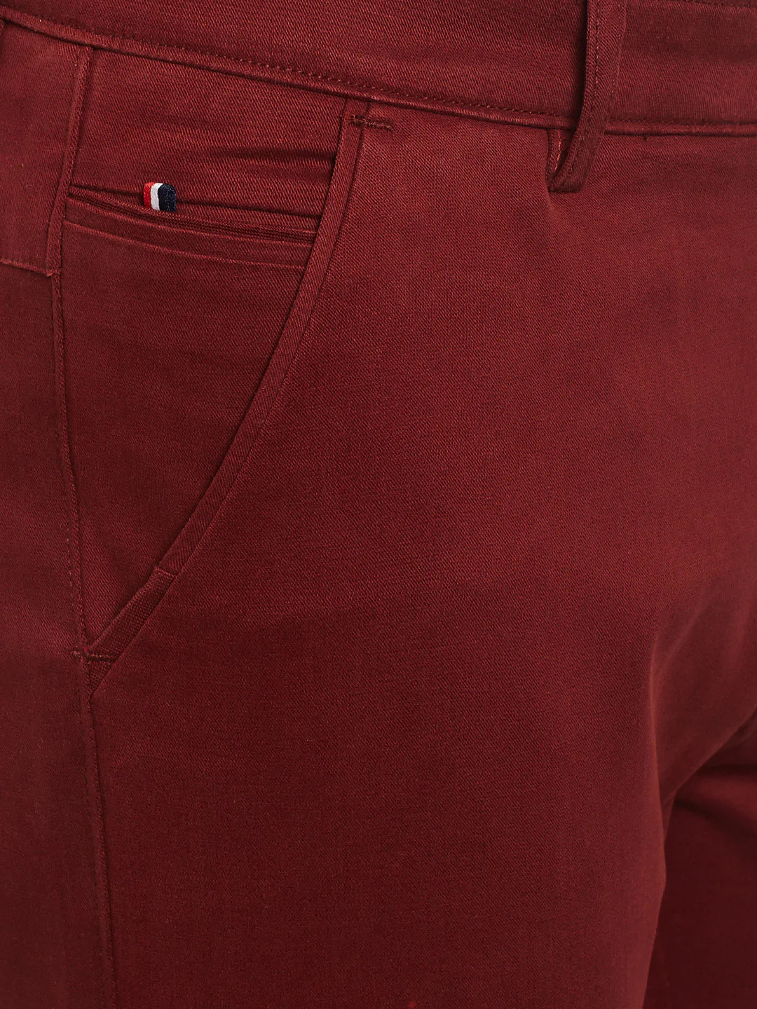 Men Maroon Slim Fit Trousers