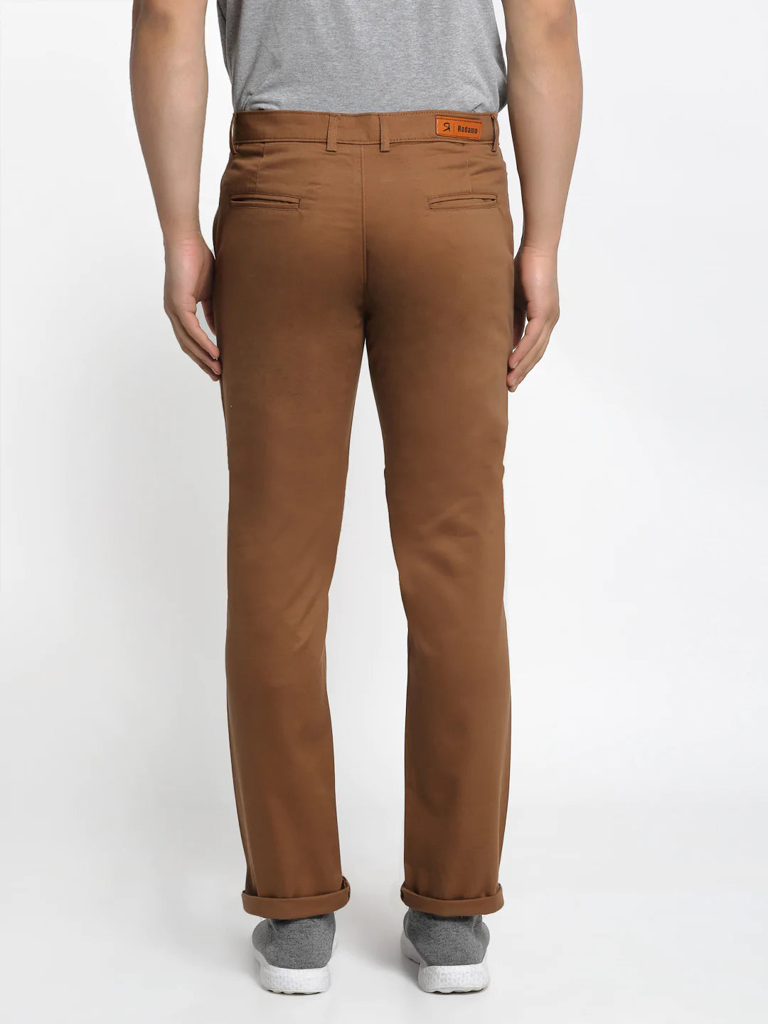 Men Brown Slim Fit Solid Regular Trousers