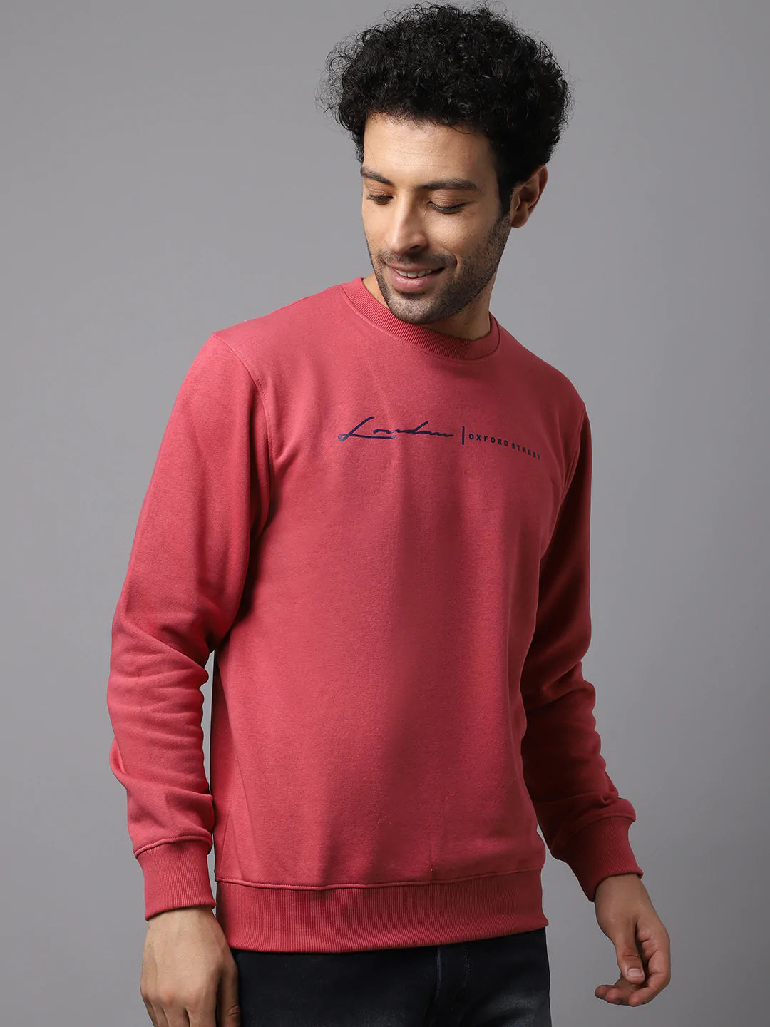 Men Pink Printed Sweatshirt