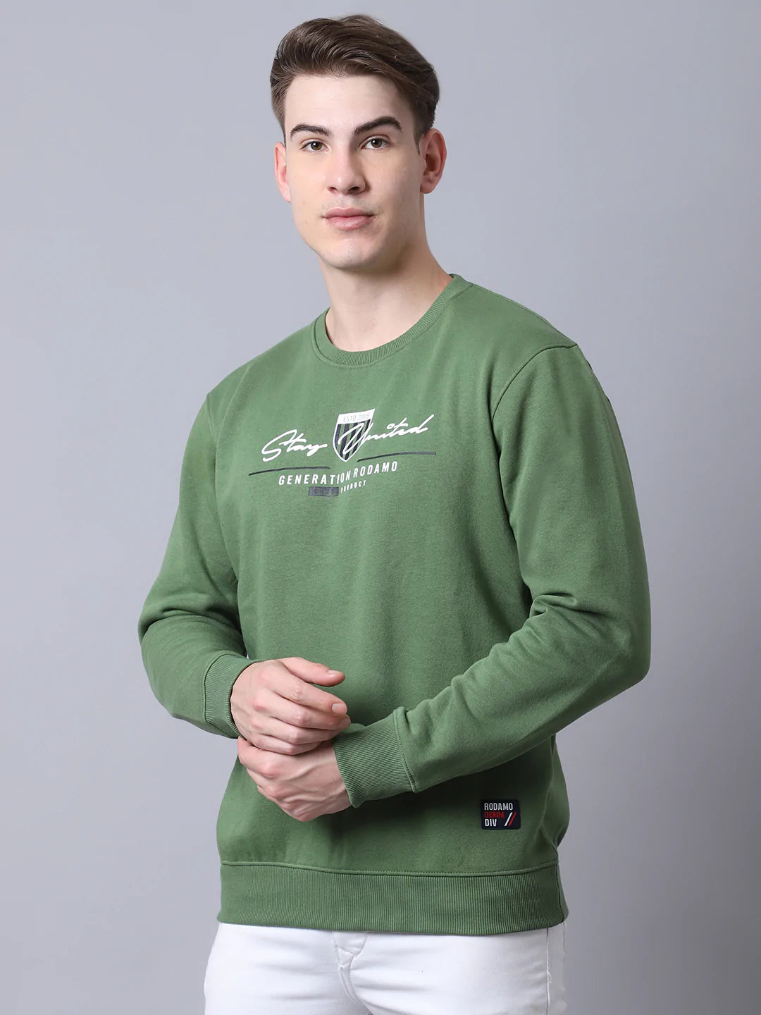 Men Olive Green Printed Sweatshirt
