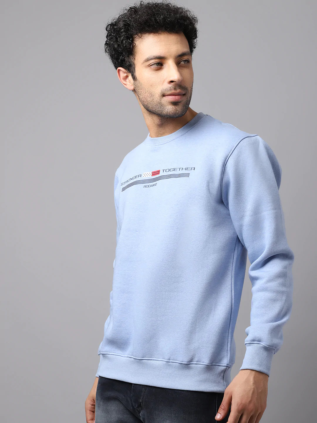 Men Blue Printed Sweatshirt