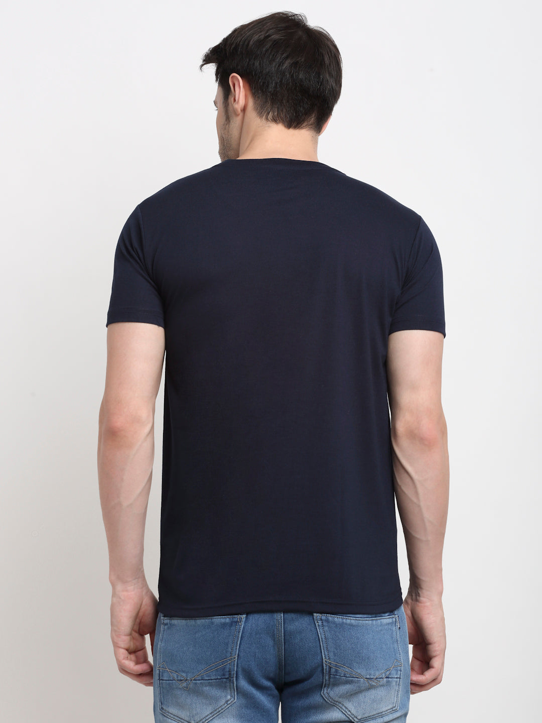 Men Red, Navy & Grey Pack of 3 Solid Cotton Lounge Tshirts