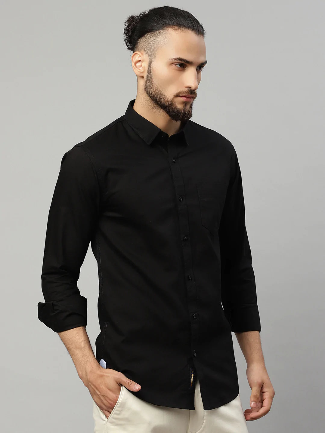 Men Black Slim Fit Casual Shirt