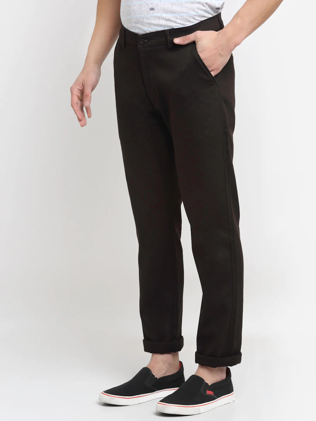Men Brown Slim Fit Trousers