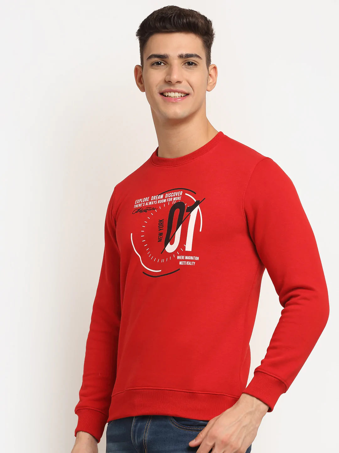 Men Red Printed Sweatshirt