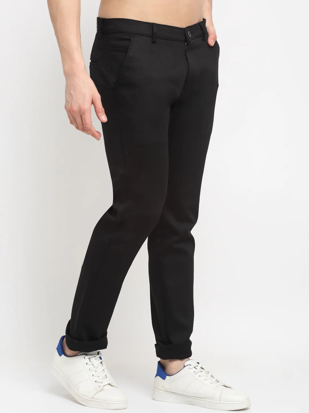 Men Black Slim Fit Chinos Trousers